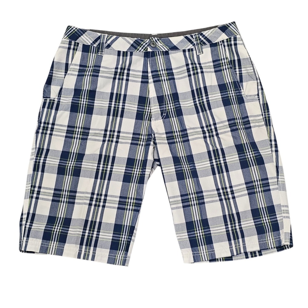 Roadblock Authentic Collection Men Bermuda Shorts Sz 36 Blue/White/Yellow Plaid